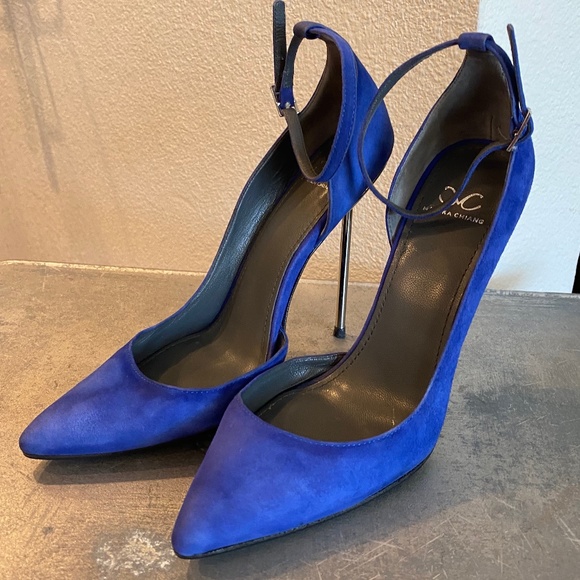 Monika Chiang Blue Suede Ankle Strap D’Orsay Pump - Picture 4 of 15